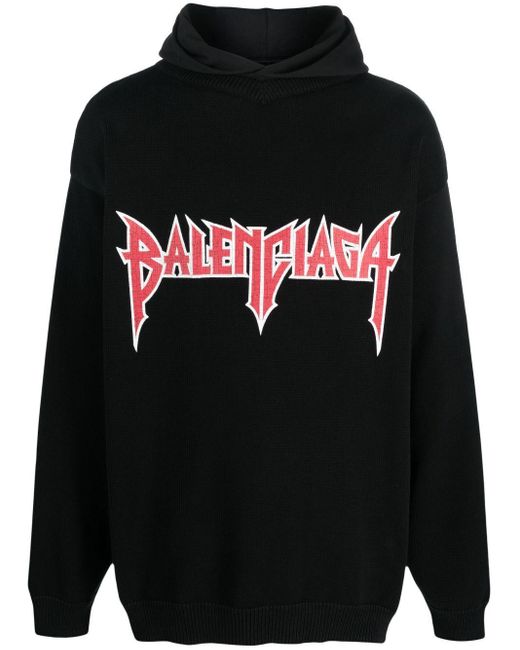 Balenciaga Black Metal Cotton Hoodie
