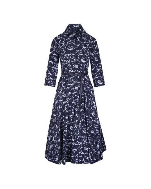 Michael Kors Blue Belted Pleated Dress