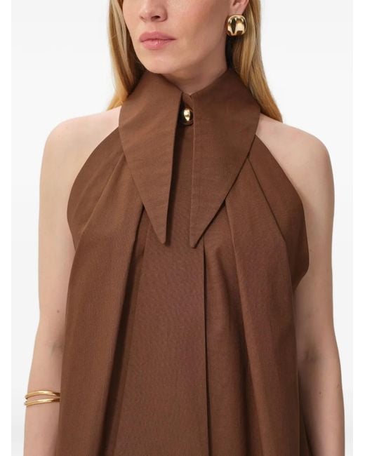 Concepto Brown Sunlit Collar-Button Blouse