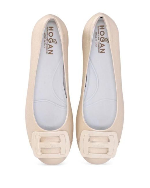 Hogan Pink H661 Patent-Leather Ballerina Shoes