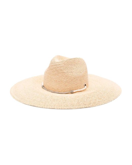 Peserico Natural Beaded-trim Raffia Sun Hat