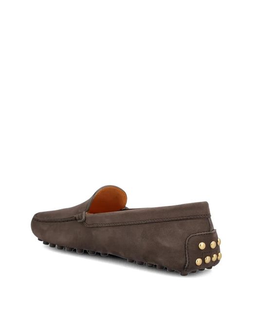 Tod's Brown Studded Flat Shoes