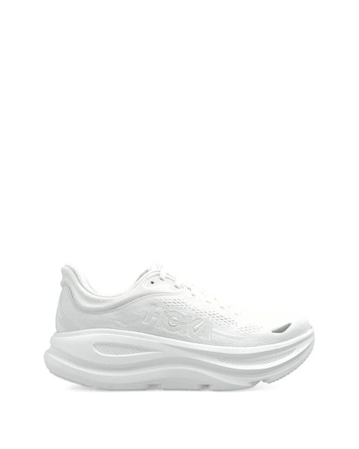 Hoka One One White Bondi 9 Logo-Detail Sneakers