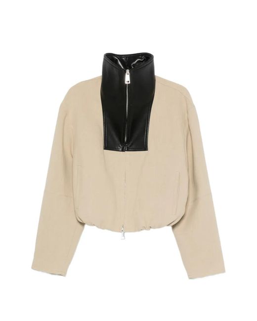Nanushka Natural Alonza Cropped Jacket