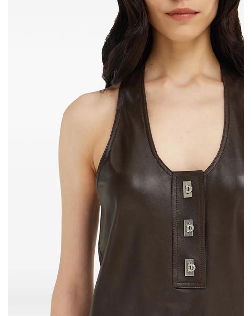 Ferragamo Black Nappa Racer Back Vest
