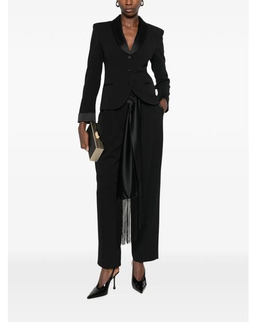 Imperial Black Satin-Trim Single-Breasted Jacket