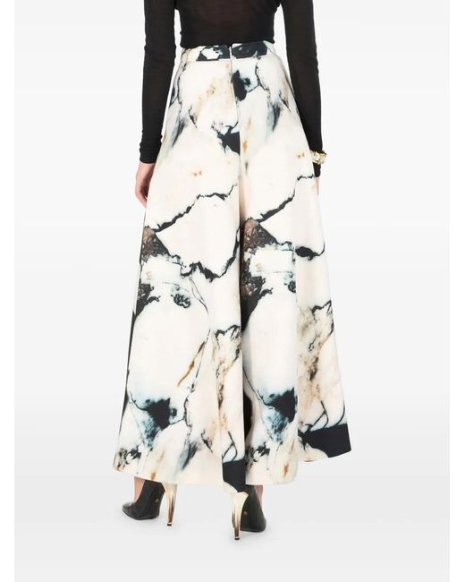 Roberto Cavalli White Marble-Print Trousers