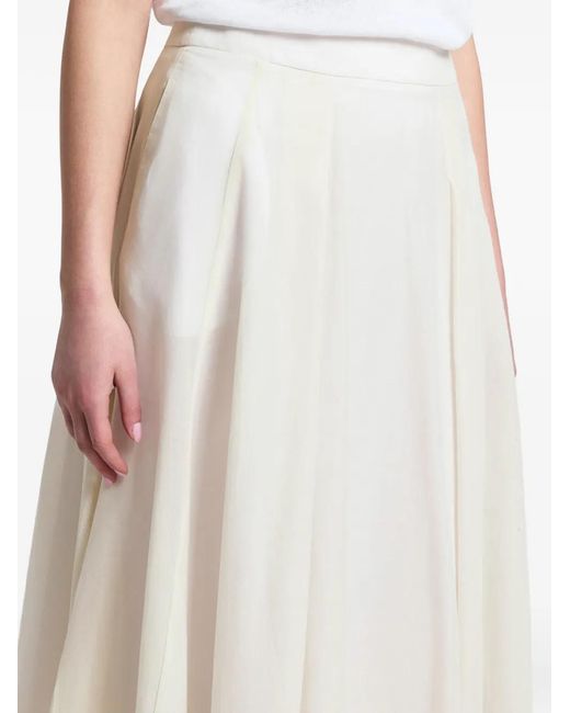 Peserico White Midi Pleated A-Line Skirt