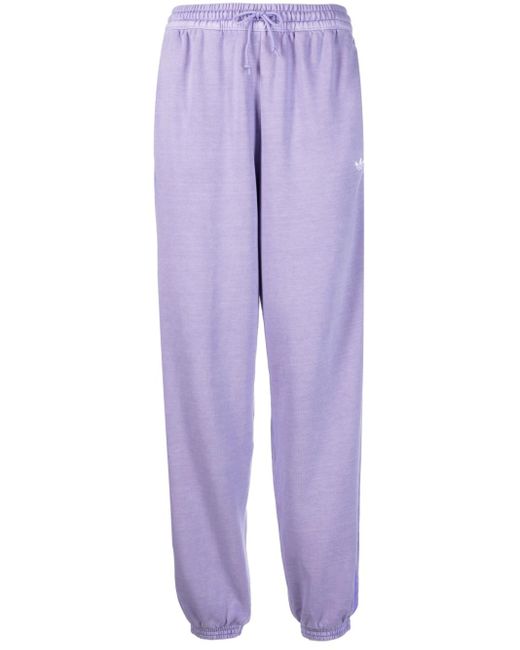 Adidas Purple 3-stripes Drawstring-waist Track Pants