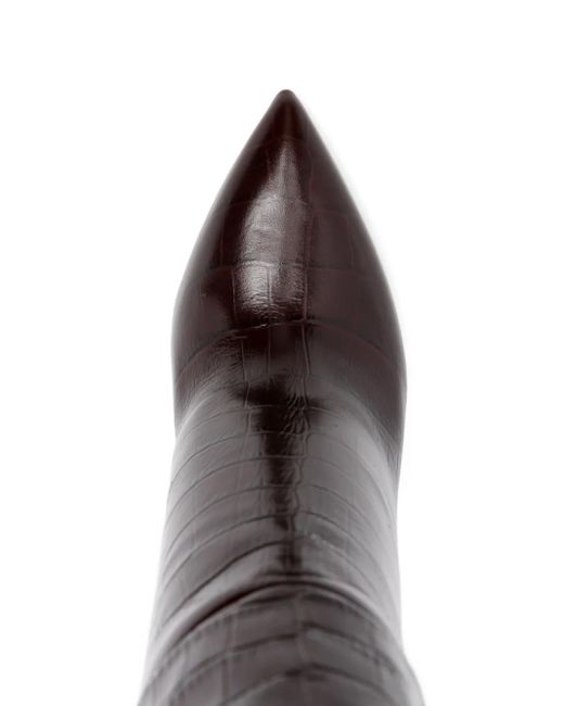 Paris Texas Brown 100Mm Crocodile-Embossed Stiletto Boots