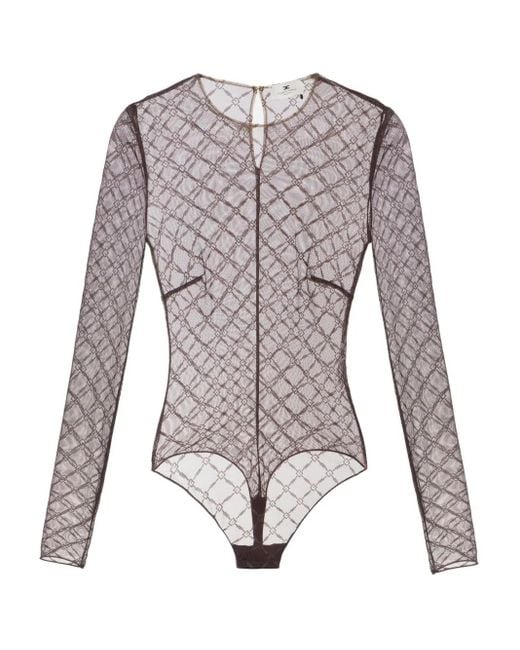 Elisabetta Franchi モノグラム ボディスーツ Purple