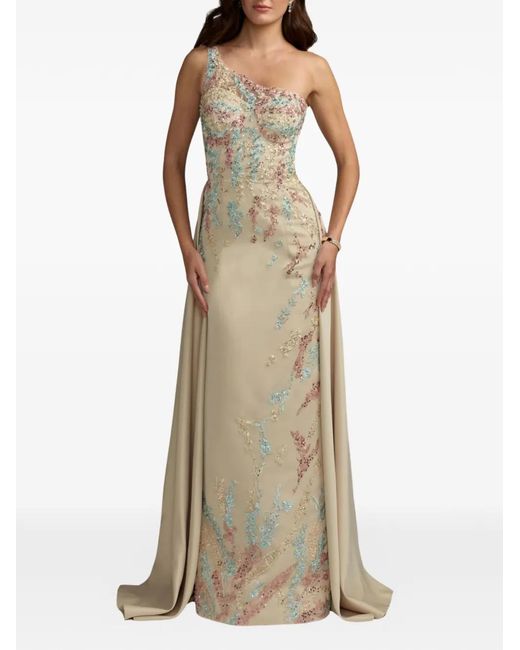 Mac Duggal Natural Robe Longue Une Épaule