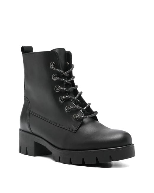 Gabor Black Lace-Up Booties