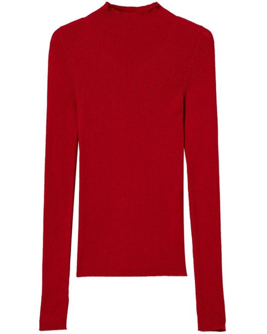 Twin Set Red High-neck Seamless Sweater