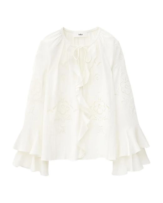 Ba&sh White Omar Embroidered Ruffled Blouse