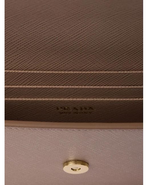 Prada Brown Umhängetasche Mit Logo-Schild