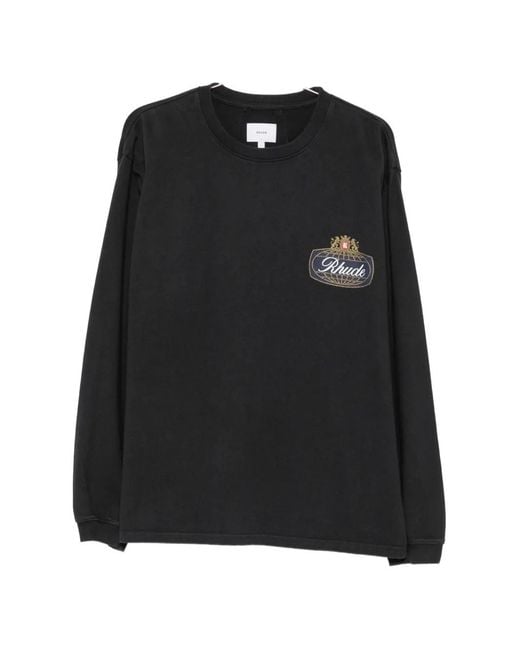 Rhude Black Logo-Print Long-Sleeve T-Shirt for men
