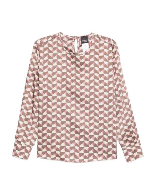 Marina Rinaldi Pink Nerbare Geometric-Print Blouse