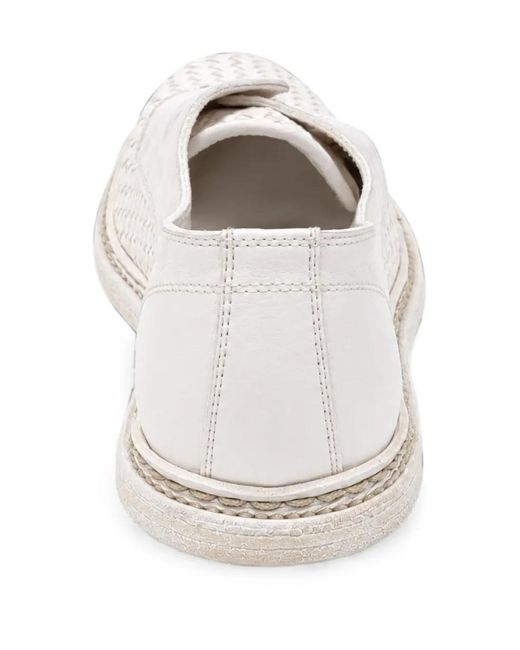 Guidi White Woven Leather Derby Shoes for men