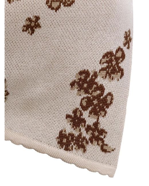 Agua Bendita Gray Shantal Floral-Print Asymmetrical Top