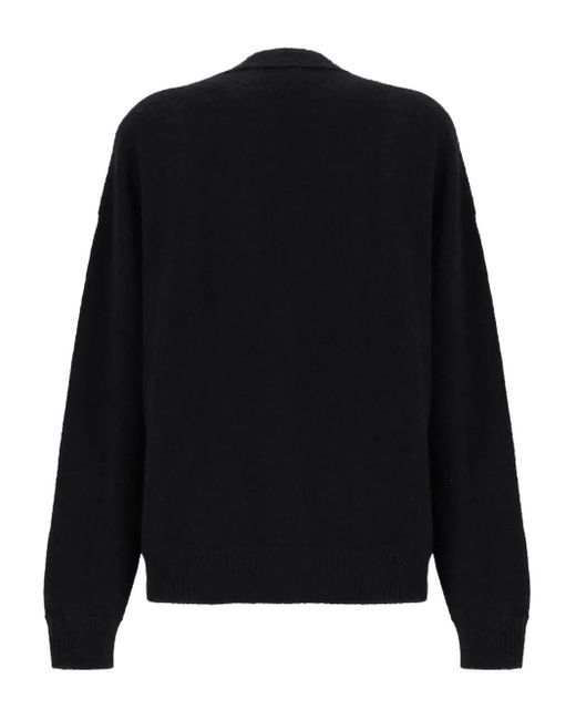 Laneus Black V-Neck Buttoned Cardigan