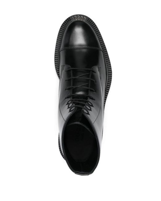 Gucci Classic Black Men\'s Lace-Up Leather Boots Size 8 COA included Gucci boot men 8 - Gem main image 4
