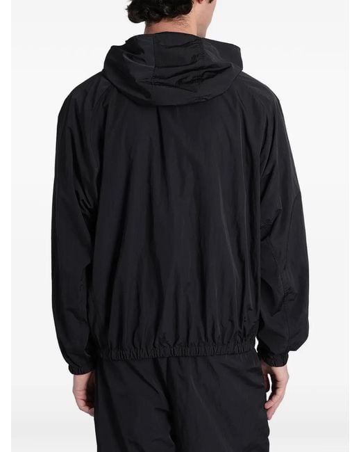 Attachment Black Asymmetric-Zip Hooded Jacket for men