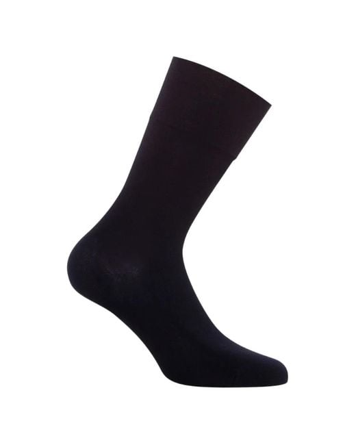 Wolford Black Cotton Velvet Socks for men