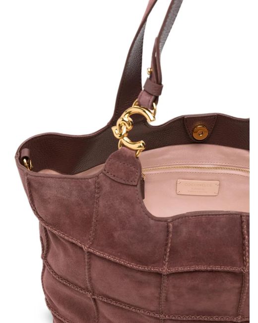 Coccinelle Purple Suede Shoulder Bag