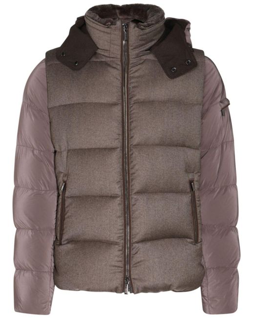 Moorer Brown Panelled Padded Jacket for men