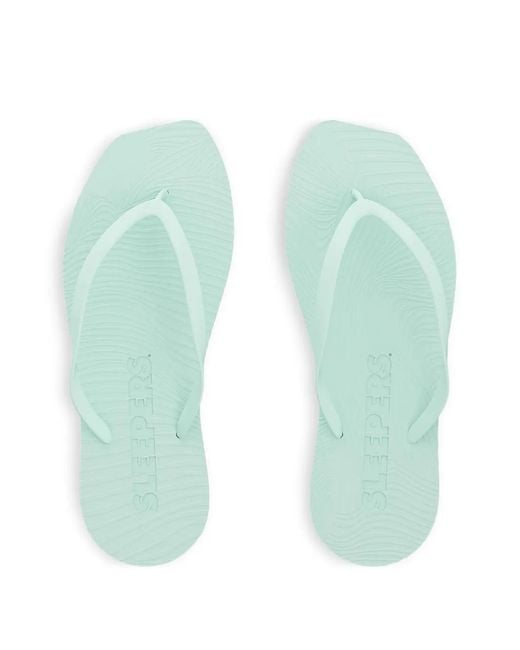 Sleeper Green Square-Toe Flip-Flops