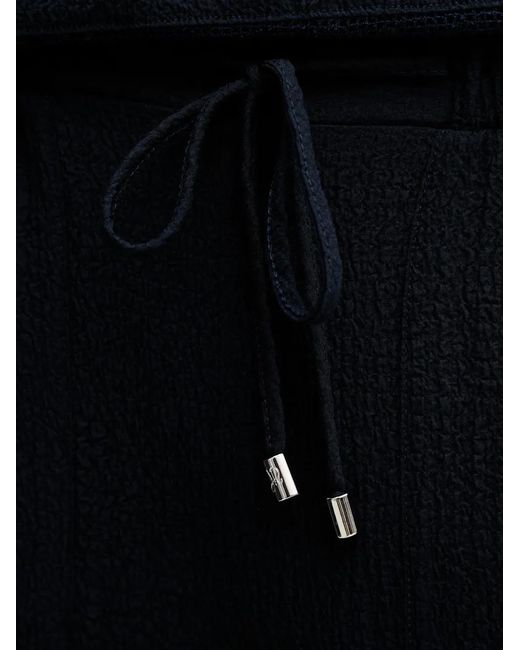 Joseph Ribkoff Black Crinkled-Effect Drawstring Palazzo Pants