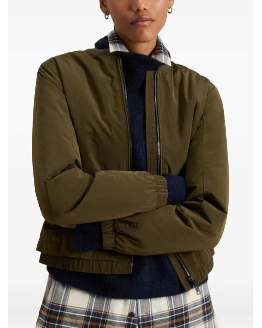 Woolrich Green Ribbed-Cuff Bomber Jacket