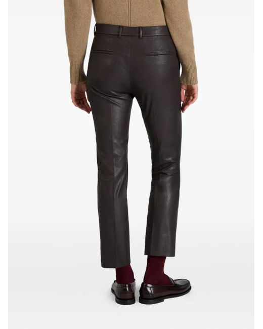 Slowear Gray X Incotex Faux Leather Straight Trousers