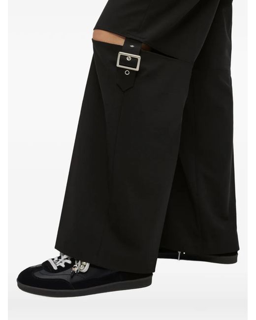 Karl Lagerfeld Black Buckle-Fastening Cut-Out Trousers