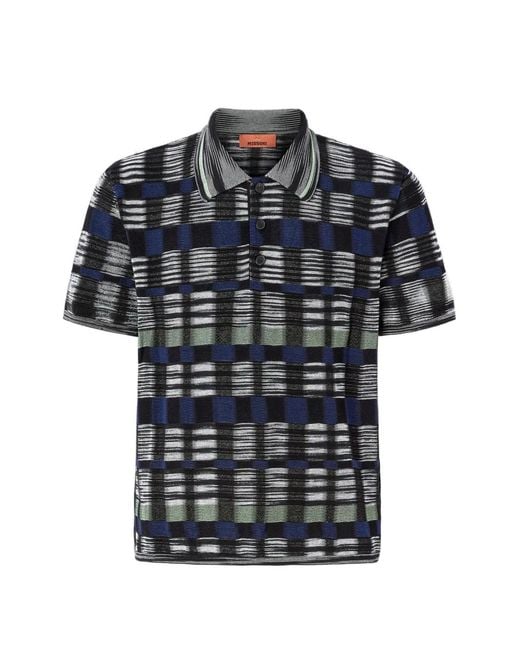 Missoni Black Polo Boutonné À Carreaux for men