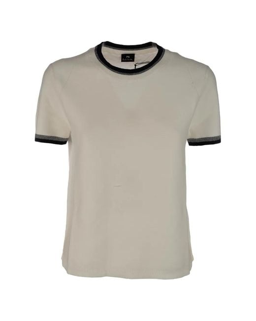Paul Smith Gray Ribbed-Trim Knitted T-Shirt