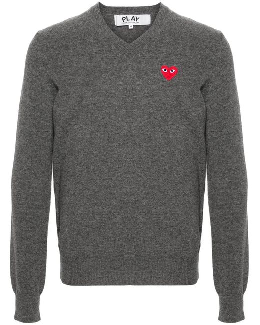 COMME DES GARÇONS PLAY Gray Heart-Patch Wool Jumper