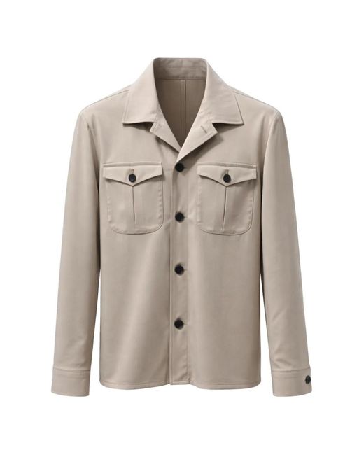 Franzese Collection Natural Chest-Pockets Button-Down Jacket for men