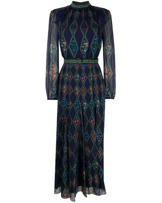 Saloni Jacqui b Floral print Maxi Dress in Blue Lyst UK
