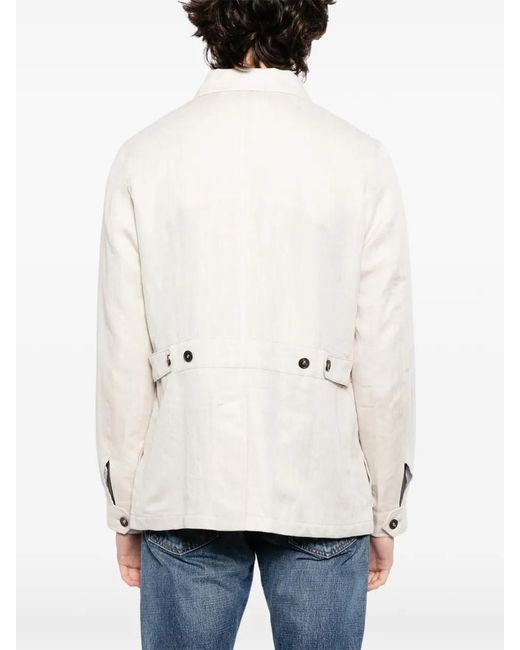 N.Peal Cashmere White Herringbone Jacket for men