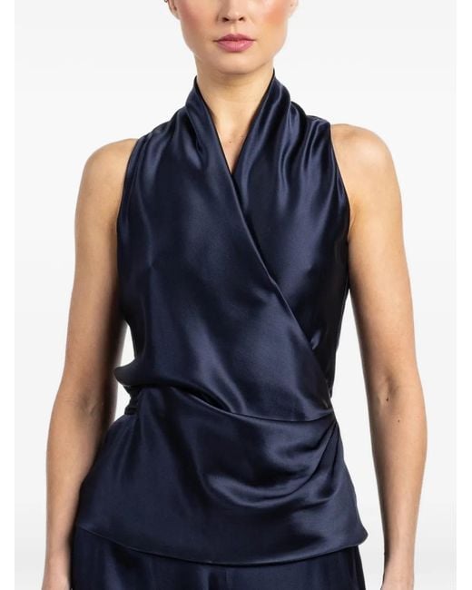 Peter Cohen Blue Wrap Tie Top