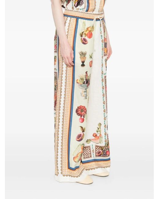 ALÉMAIS White Graphic-Print Drawstring Trousers
