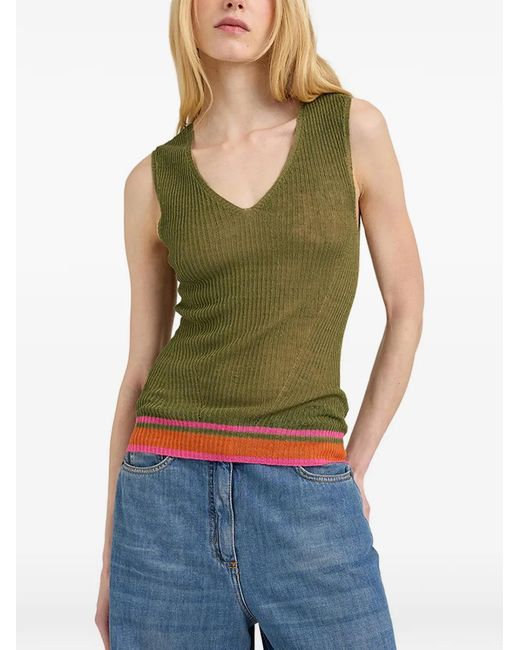Momoní Green Ribbed-Knit Ella Tank Top