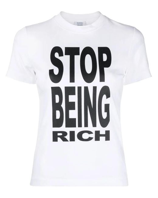 Vetements White Slogan Print T-Shirt