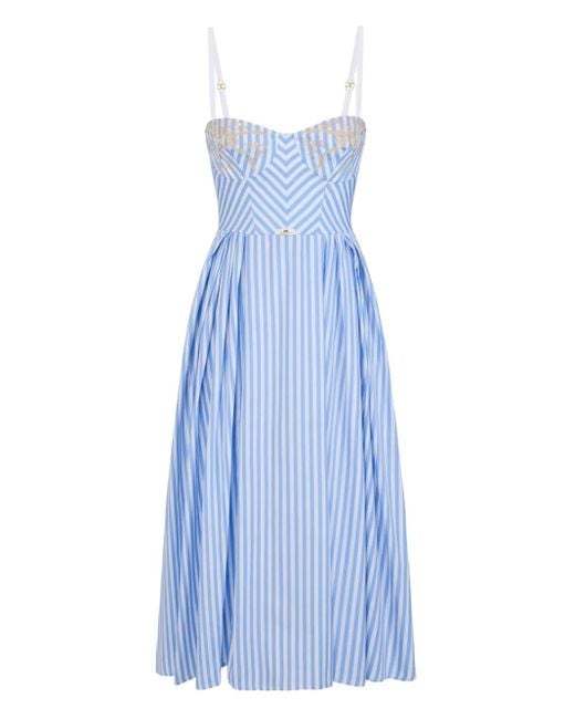 Abito Midi A Righe di Elisabetta Franchi in Blue