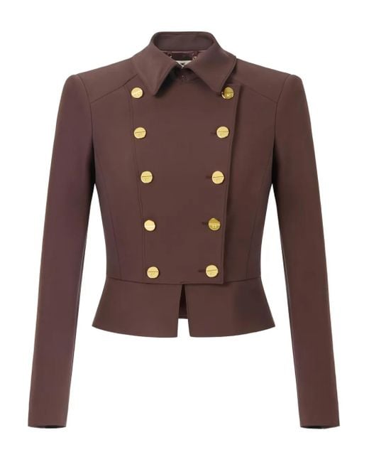 Elisabetta Franchi Brown Button Double-Breasted Jacket