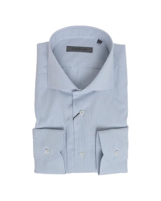 Corneliani Blue Striped Cotton Shirt for men