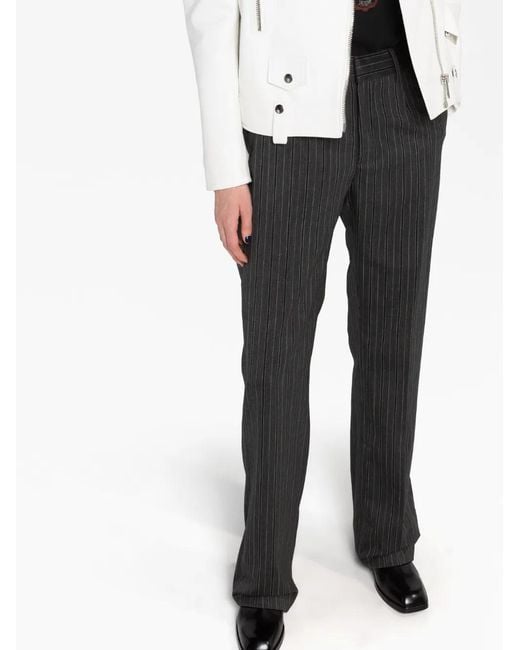 Alessandra Rich Gray Pinstriped Tailored Trousers