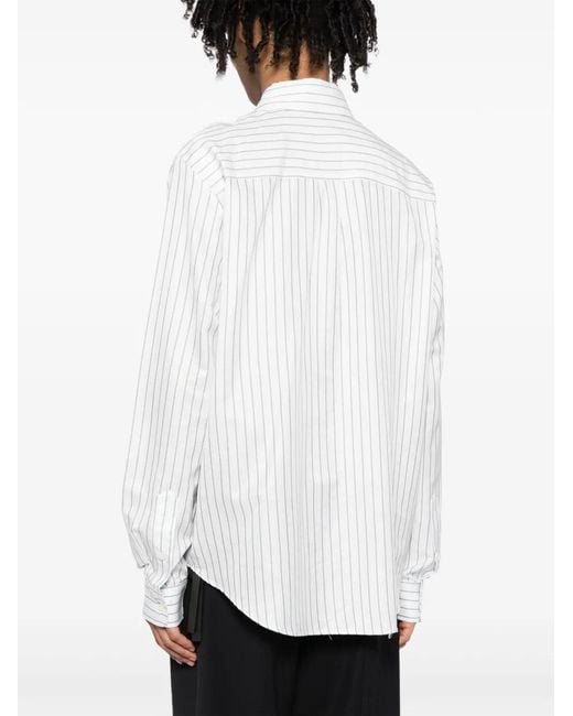 Amiri White Chemise Rayée À Logo Brodé for men
